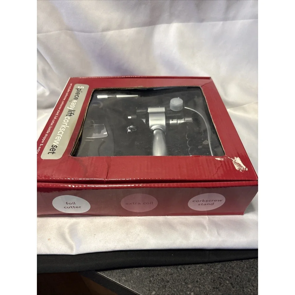 Easy Lift Corkscrew Set All Metal Gears Wine Opener NIB
